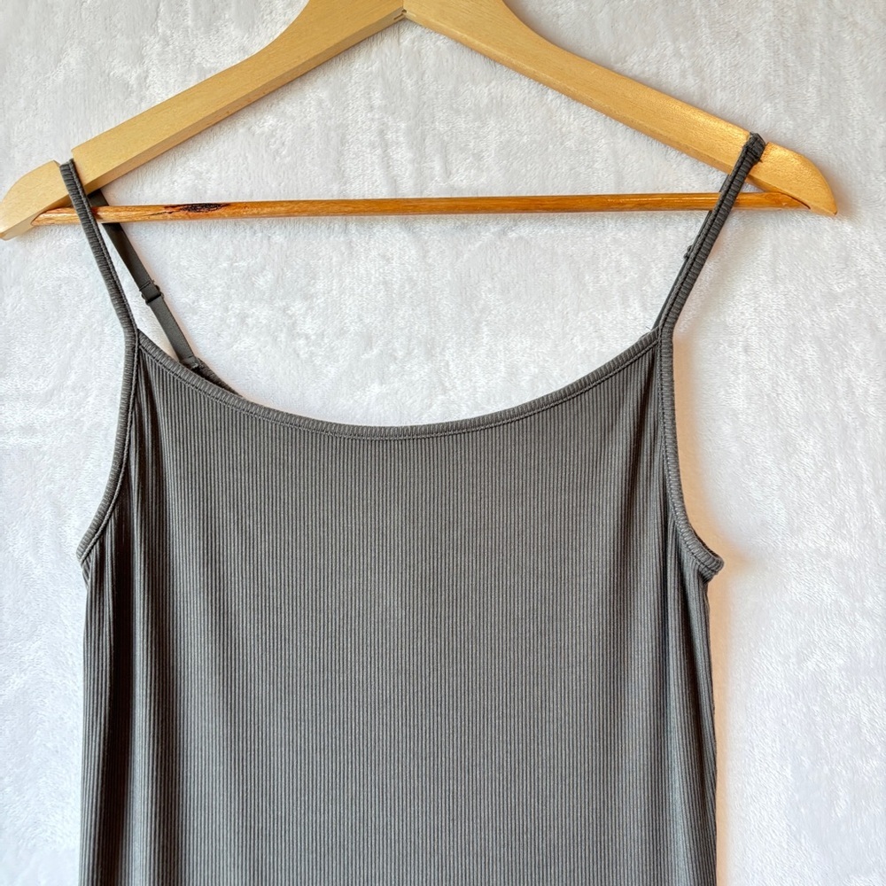 SKIMS womens Gray ribbed casual scoop neck tank sleeveless Mini Dress size large - Picture 2 of 6
